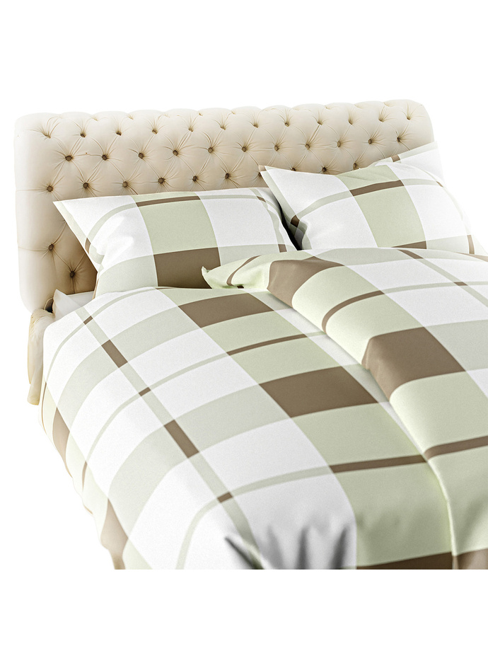 Checked flannel bedding A774 - beige