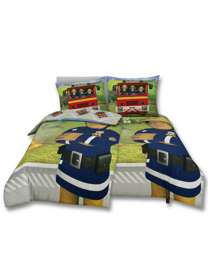 Cotton bed linen Fireman Sam A802 - grey