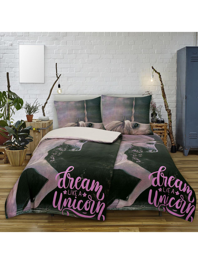 Cotton bed linen Unicorn A805 - pink