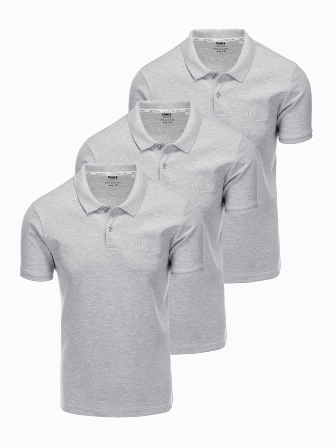 Cotton polo shirt set 3-pack - gray V11 Z28