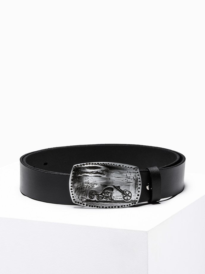 Leather men's belt A041 - black