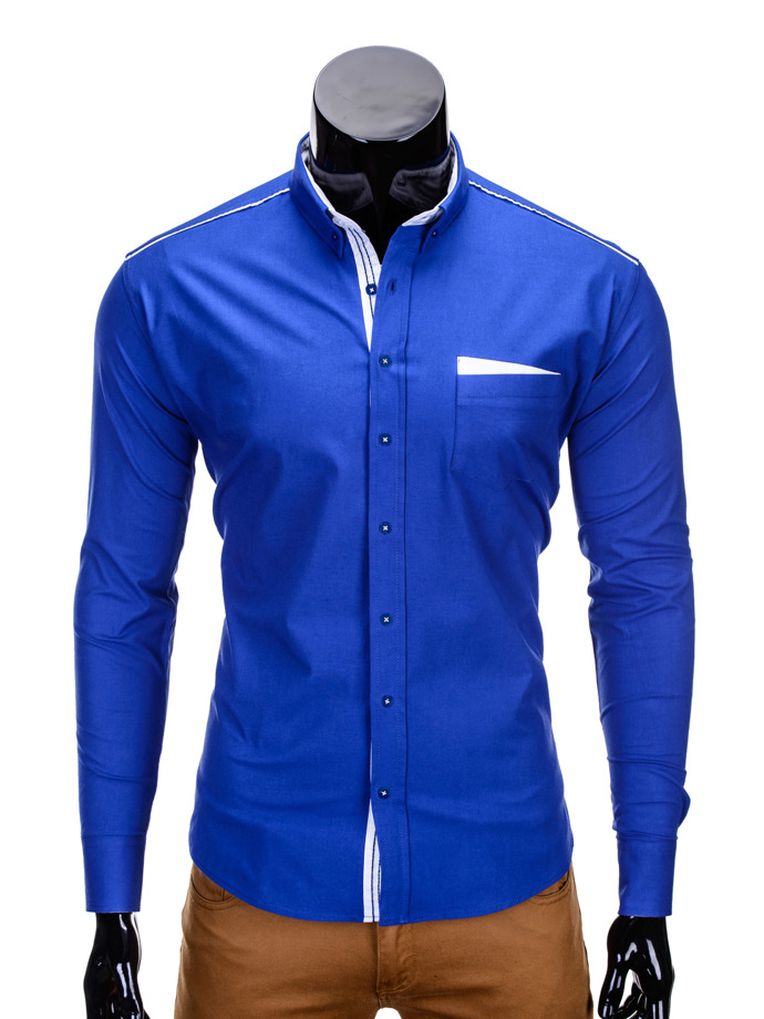 Long-sleeved elegant men's shirt K207 - blue
