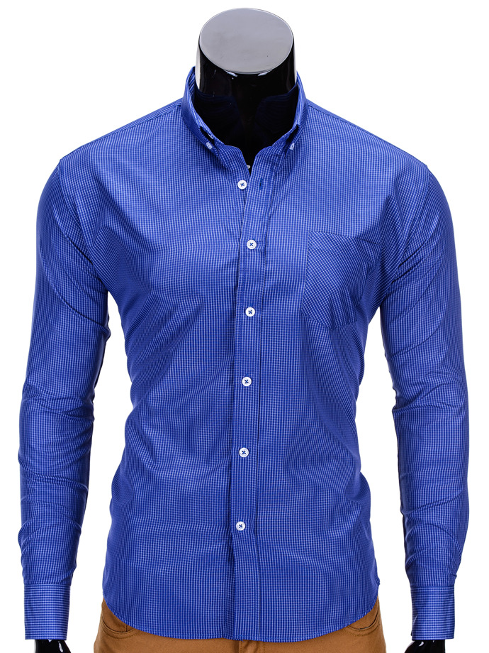 Long-sleeved elegant men's shirt K323 - blue