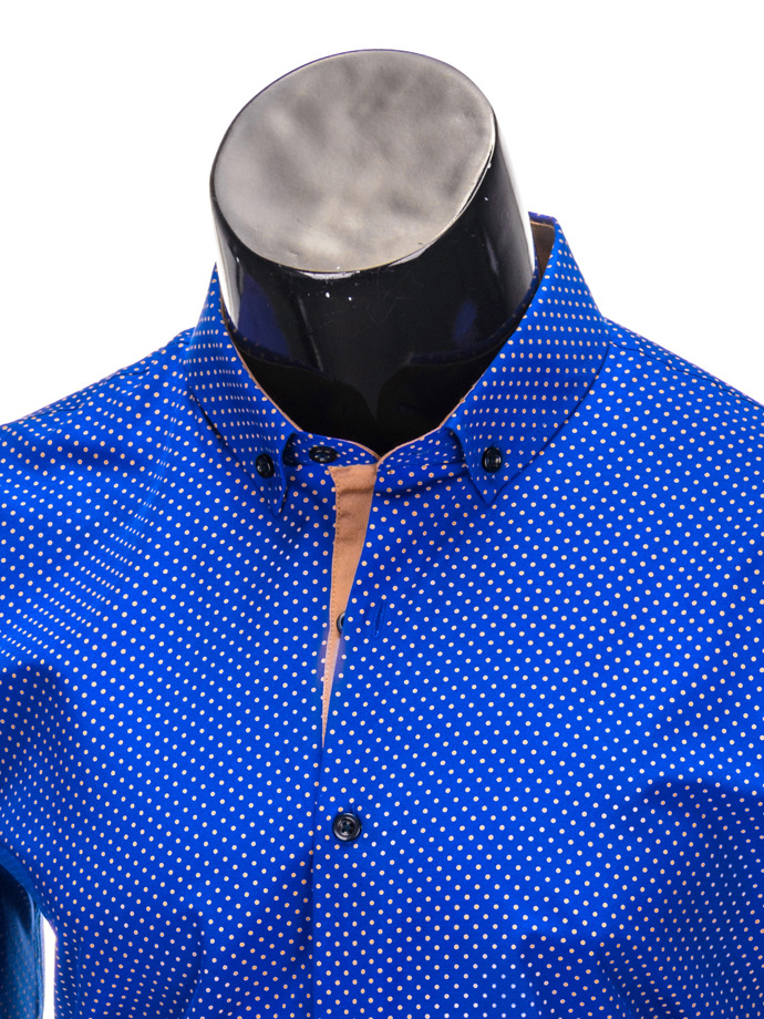 Long-sleeved elegant men's shirt K326 - blue