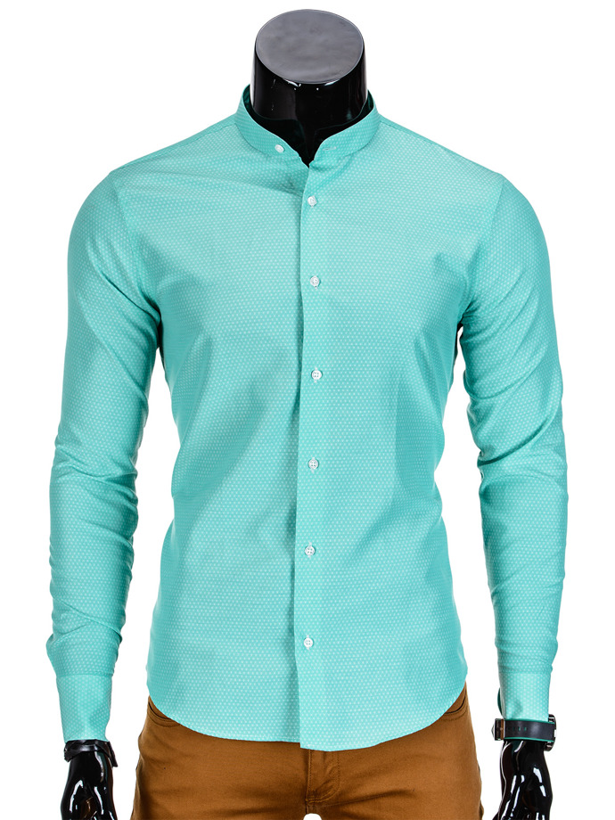 Long-sleeved elegant men's shirt K348 - green