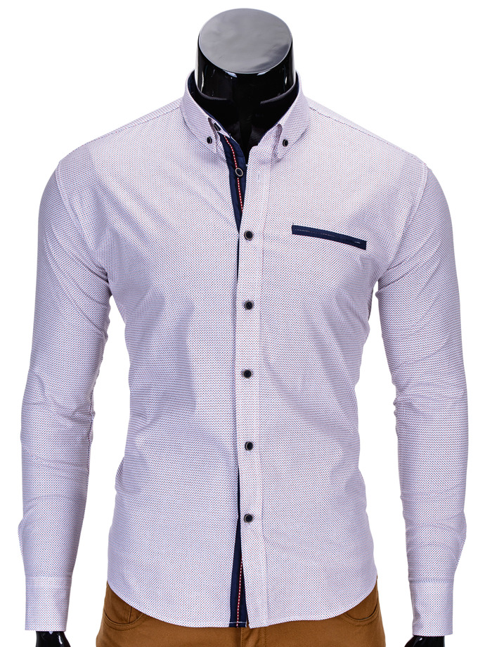 Long-sleeved elegant men's shirt - white K334