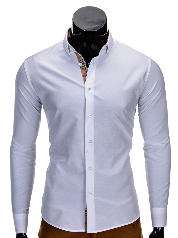 Long-sleeved men's shirt K165 - white