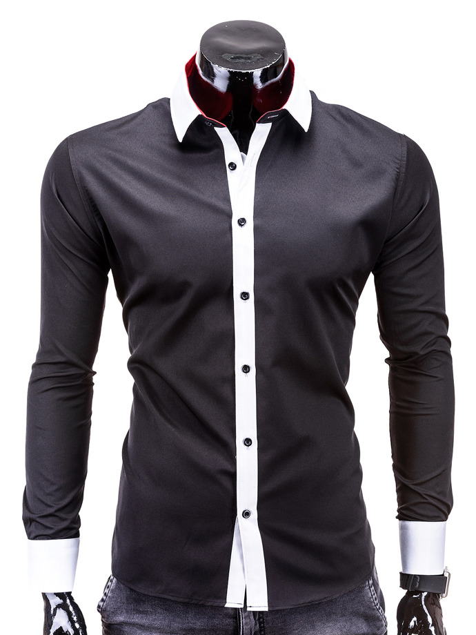 Long-sleeved men's shirt K167 - black