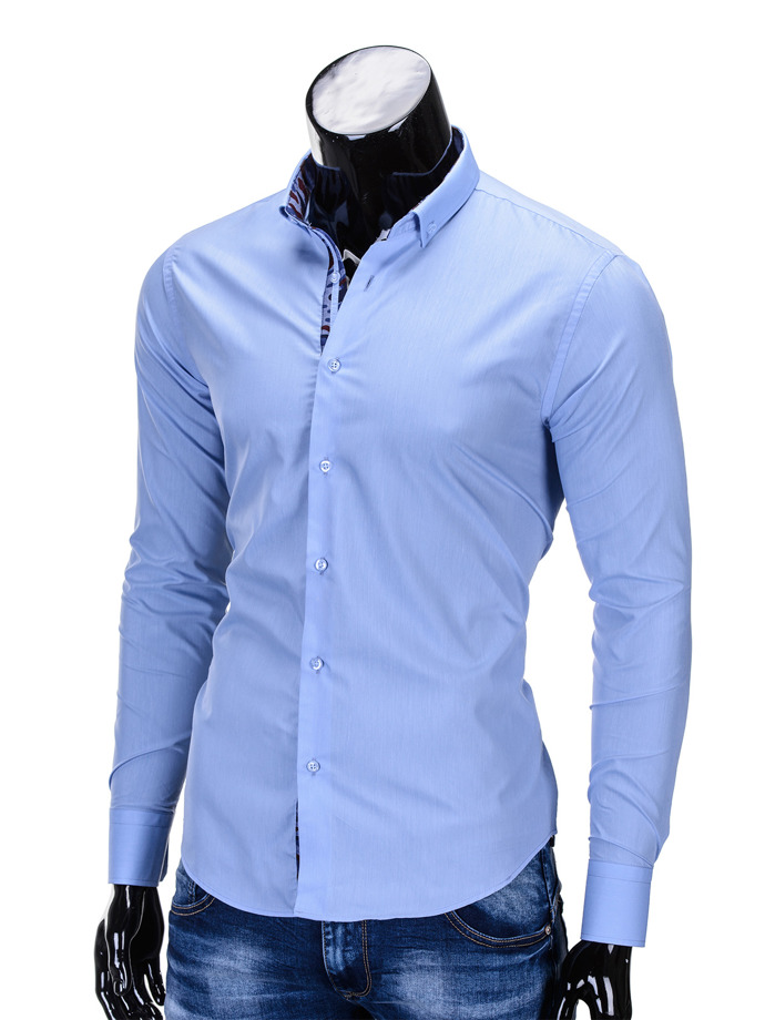 Long-sleeved men's shirt K325 - light blue