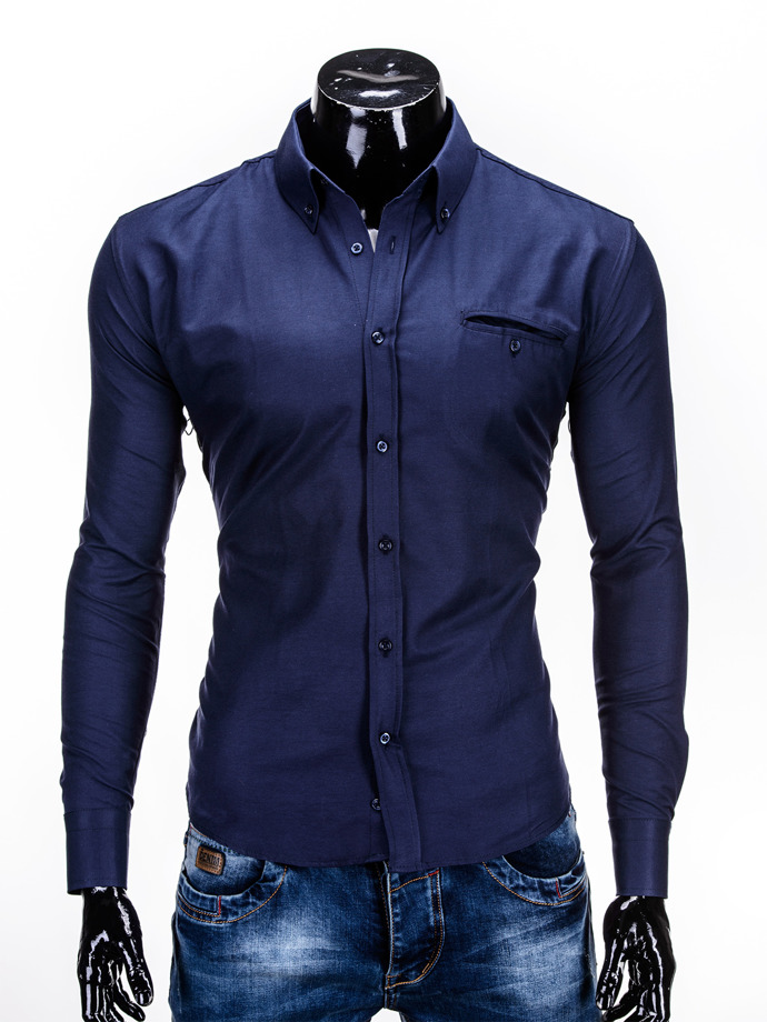 Long-sleeved men's shirt - navy K298