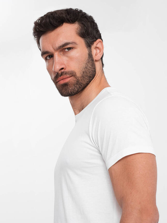 Men's BASIC classic cotton T-shirt - white V4 OM-TSBS-0146