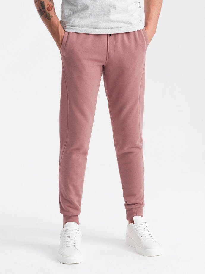 Men's BASIC cotton jogger sweatpants - dark pink V4 OM-PABS-0174