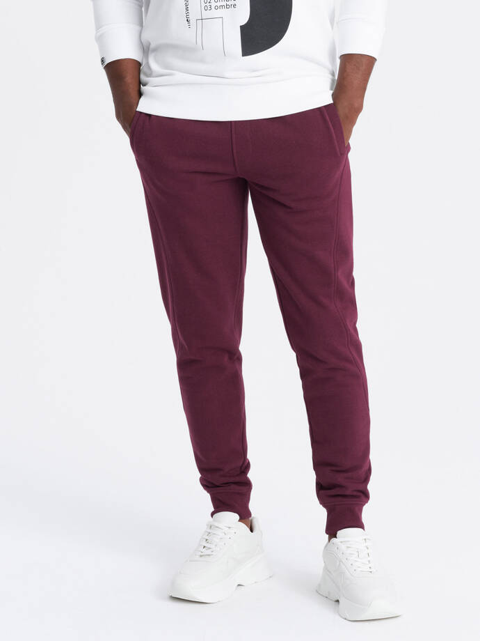 Men's BASIC cotton jogger sweatpants - maroon V3 OM-PABS-0174