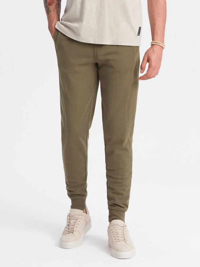 Men's BASIC cotton jogger sweatpants - olive V2 OM-PABS-0174