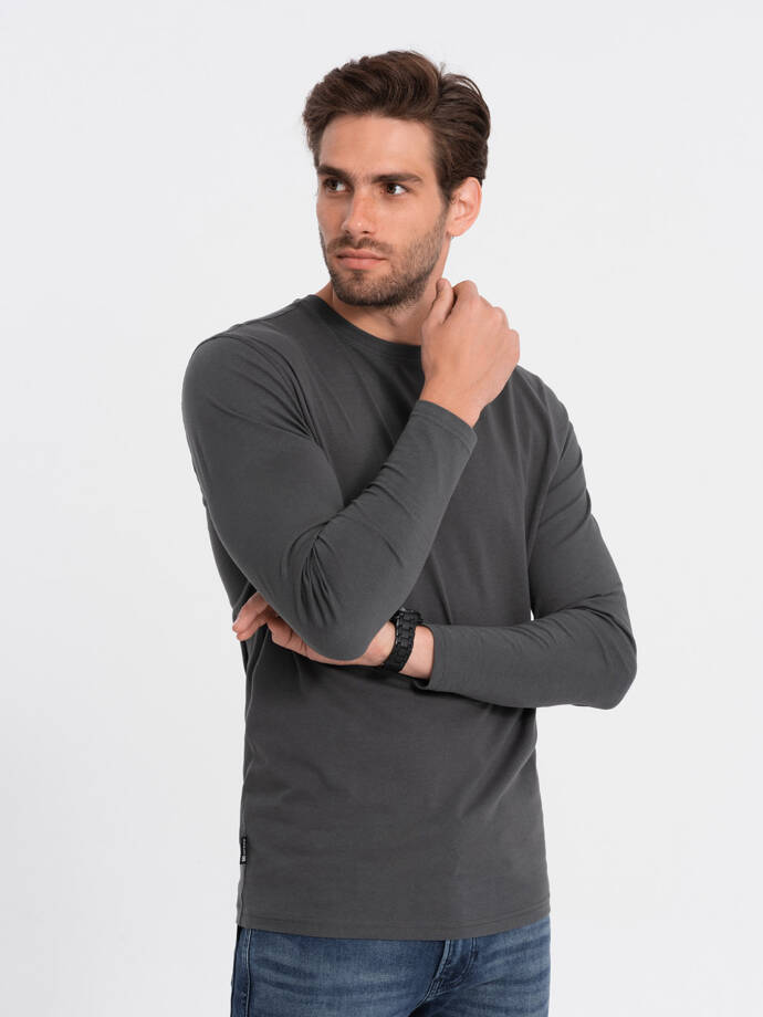 Men's BASIC longsleeve with round neckline - graphite V6 OM-LSBL-0106