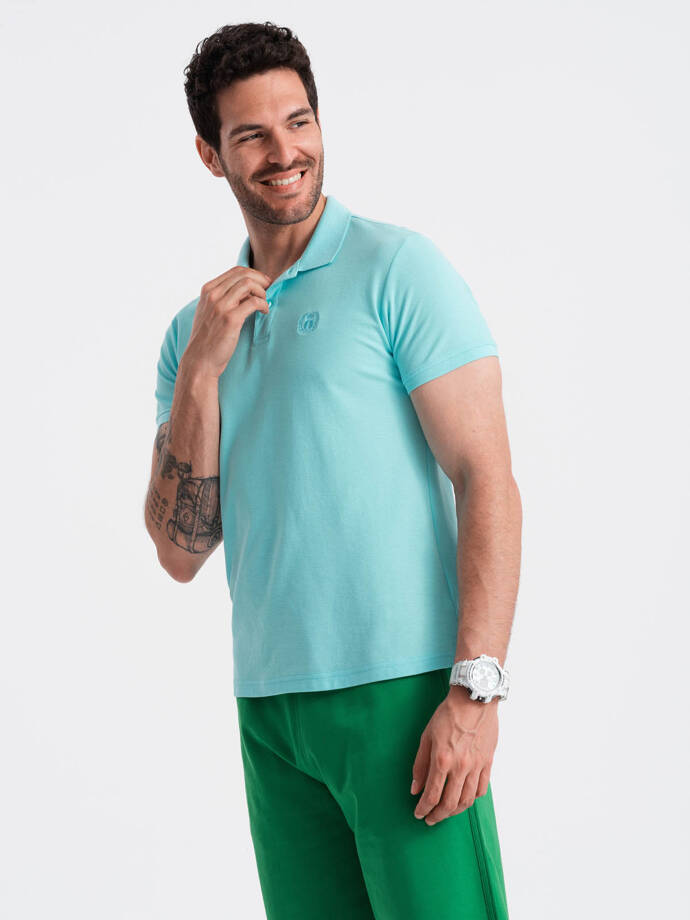 Men's BASIC single color pique knit polo shirt - mint V18 OM-POBS-0100