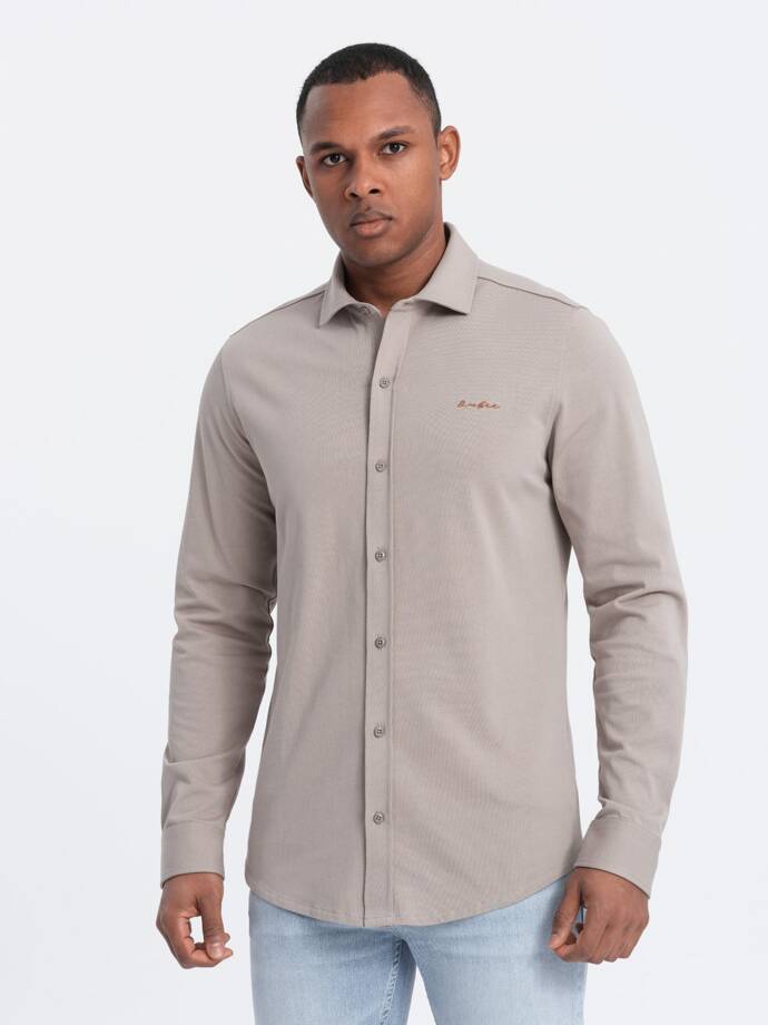 Men's REGULAR cotton single jersey knit shirt - ash V5 OM-SHCS-0138