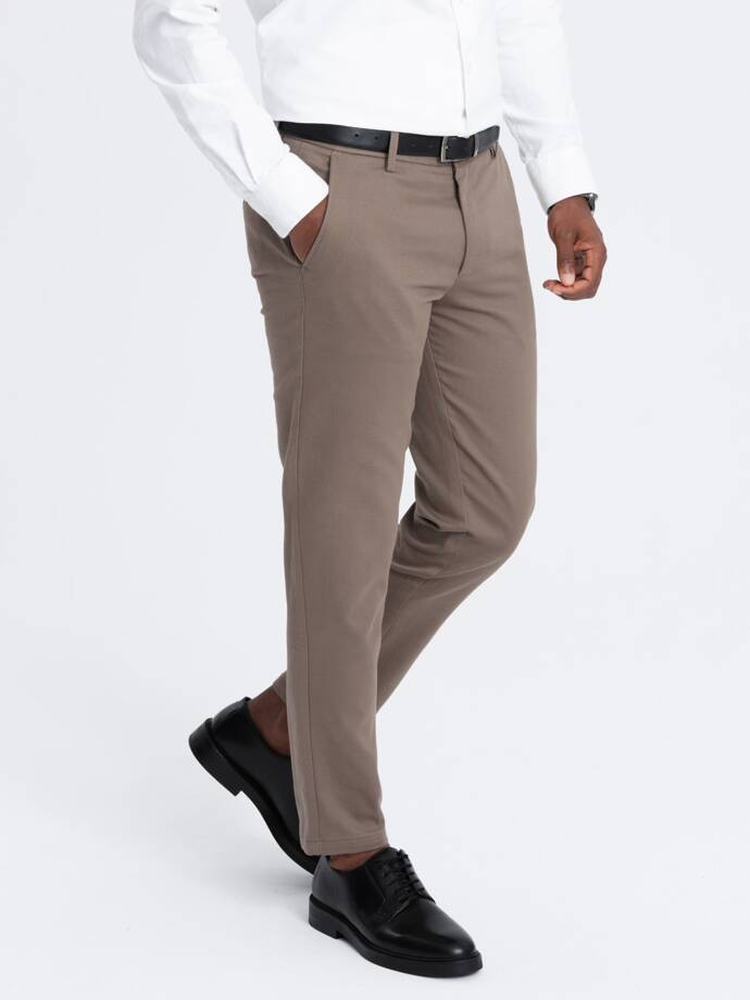 Men's SLIM FIT chino pants with fine texture - ash V1 OM-PACP-0190