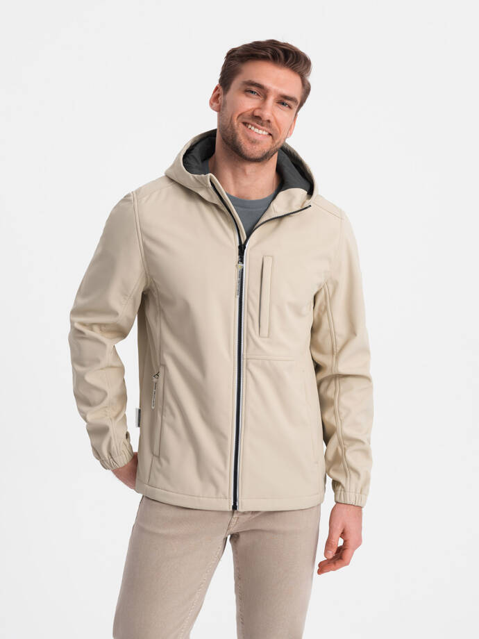 Men's SOFTSHELL jacket with fleece center - sand V4 OM-JANP-0137