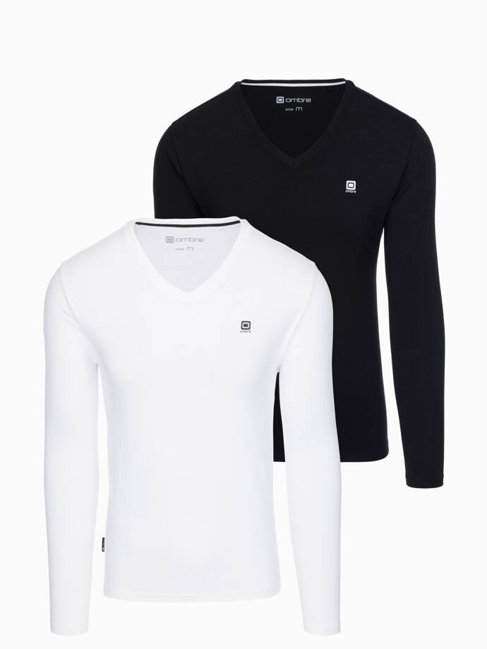 Men's V-NECK longsleeve set - mix 2-pack V4 Z87