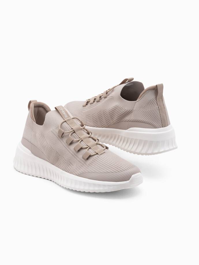 Men's ankle sneakers in combined materials - beige V6 OM-FOTH-0127