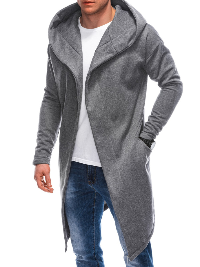 Men's asymmetrical hooded sweatshirt OM-SSZP-0112 - grey V3