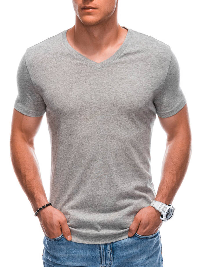 Men's basic V-neck t-shirt EM-TSBS-0101 - grey melange V4