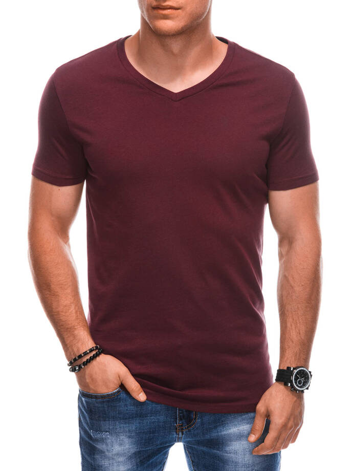 Men's basic V-neck t-shirt EM-TSBS-0101 - maroon V10