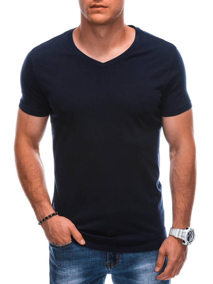 Men's basic V-neck t-shirt EM-TSBS-0101 - navy blue V3