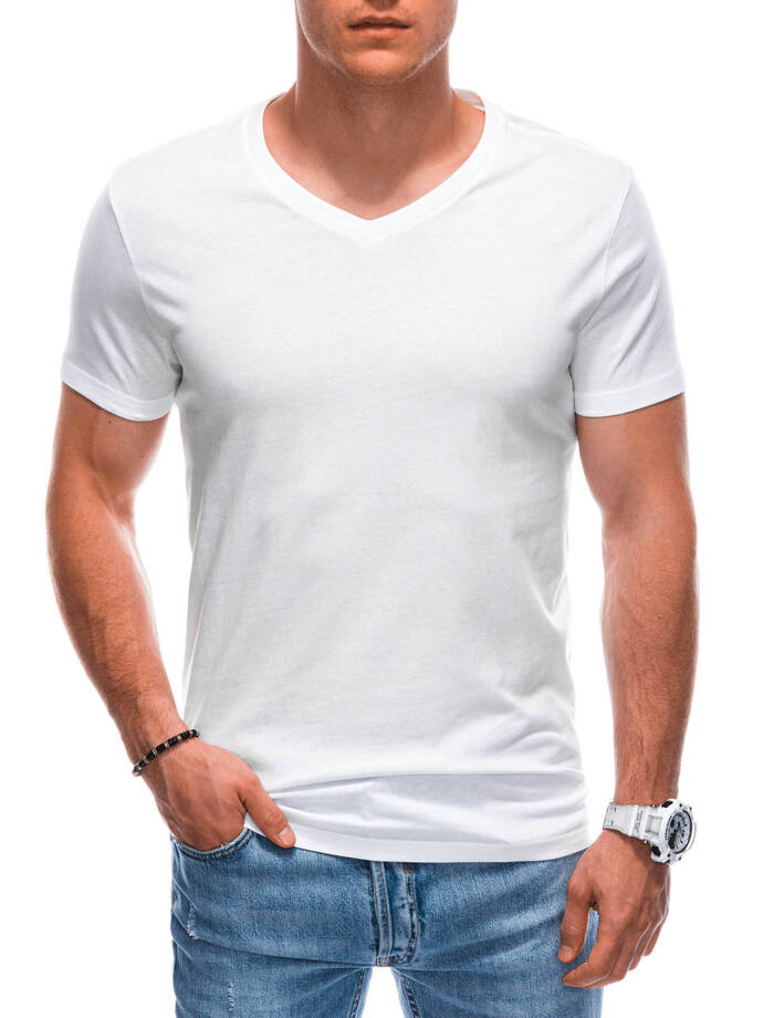 Men's basic V-neck t-shirt EM-TSBS-0101 - white V2