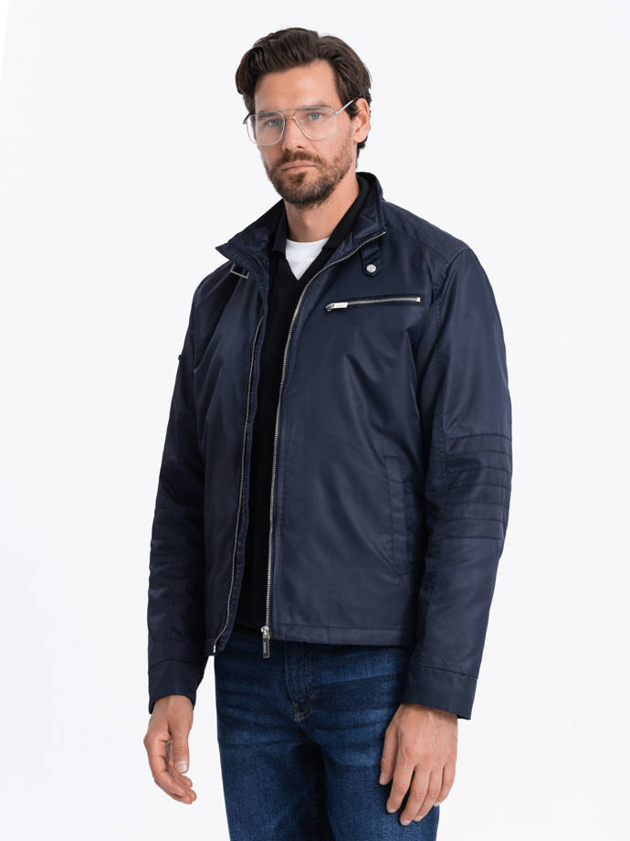 Men's biker jacket - navy V2 C605