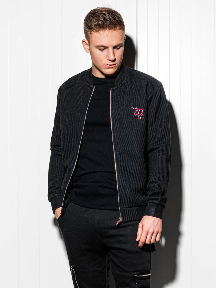 Men's bomber sweatshirt C374 - black | MODONE wholesale - Clothing For Men