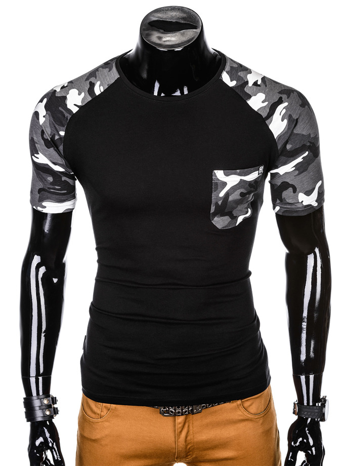 Men's camo printed t-shirt S1013 - black/grey