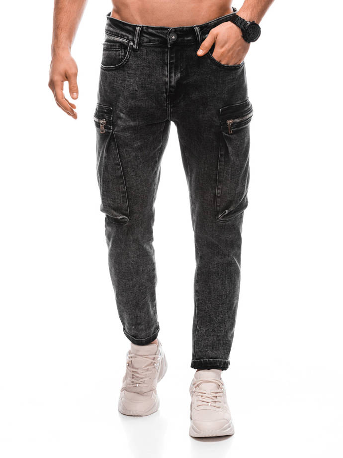 Men's cargo pants P1410 - dark grey