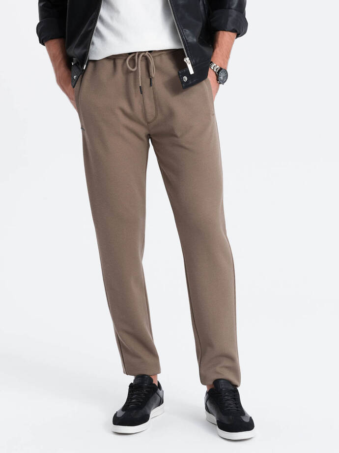Men's carrot cut sweatpants - brown V2 OM-PASK-0166