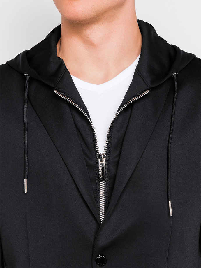 Men's casual hooded blazer jacket M99 - black | MODONE wholesale ...