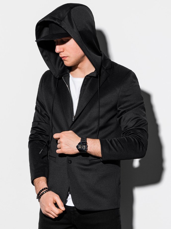 Men's casual hooded blazer jacket - black M156