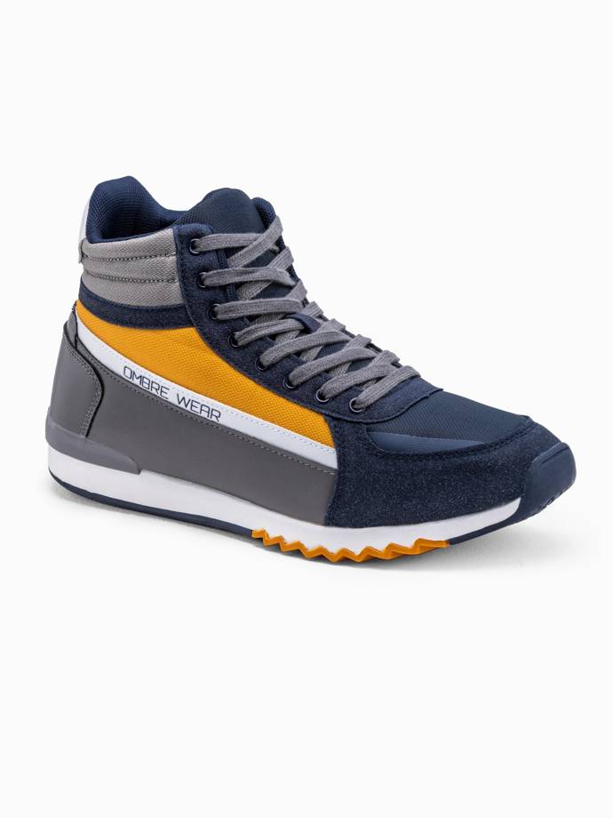 Men's casual sneakers - navy/yellow T358