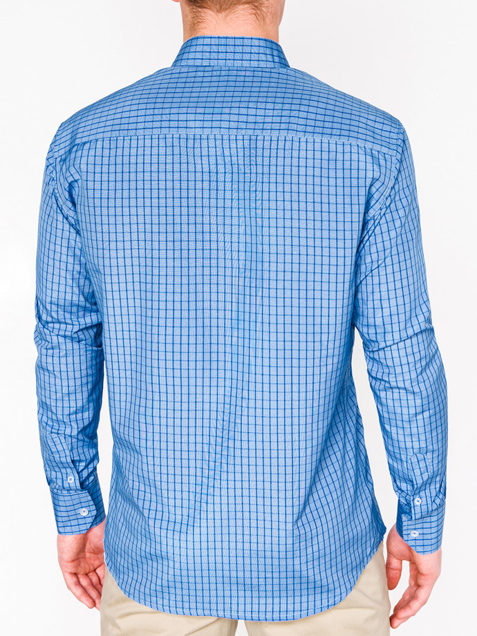 Men's check shirt with long sleeves K446 - blue | MODONE wholesale ...