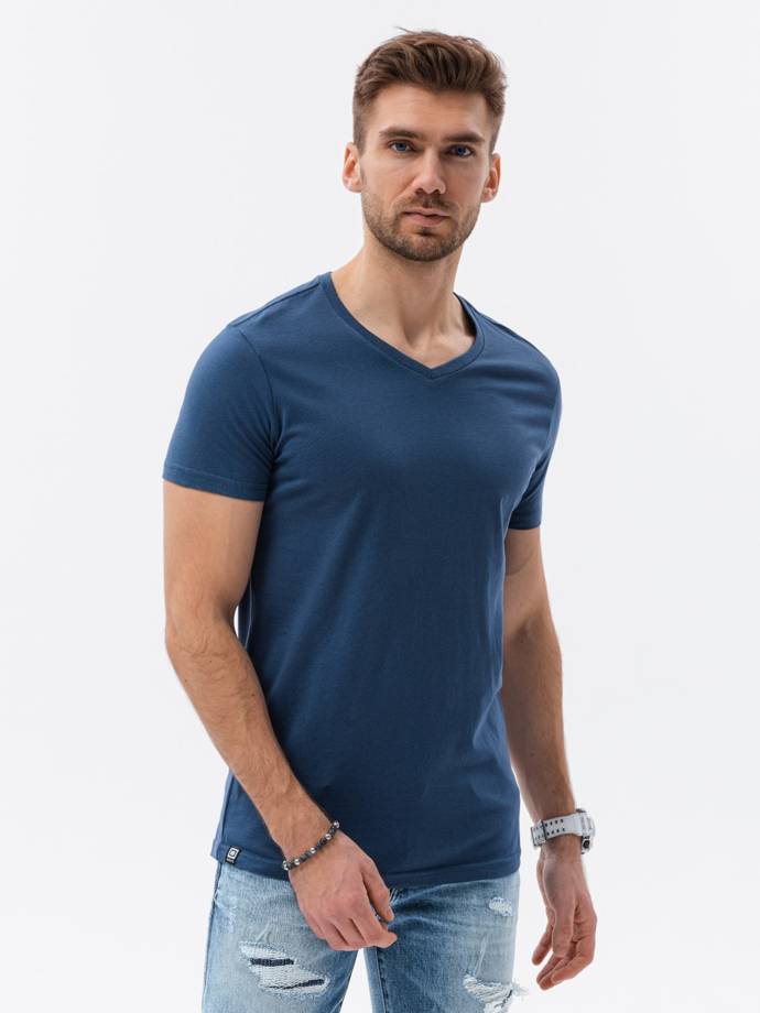 Men's classic BASIC v-neck T-shirt - dark blue V13 S1369