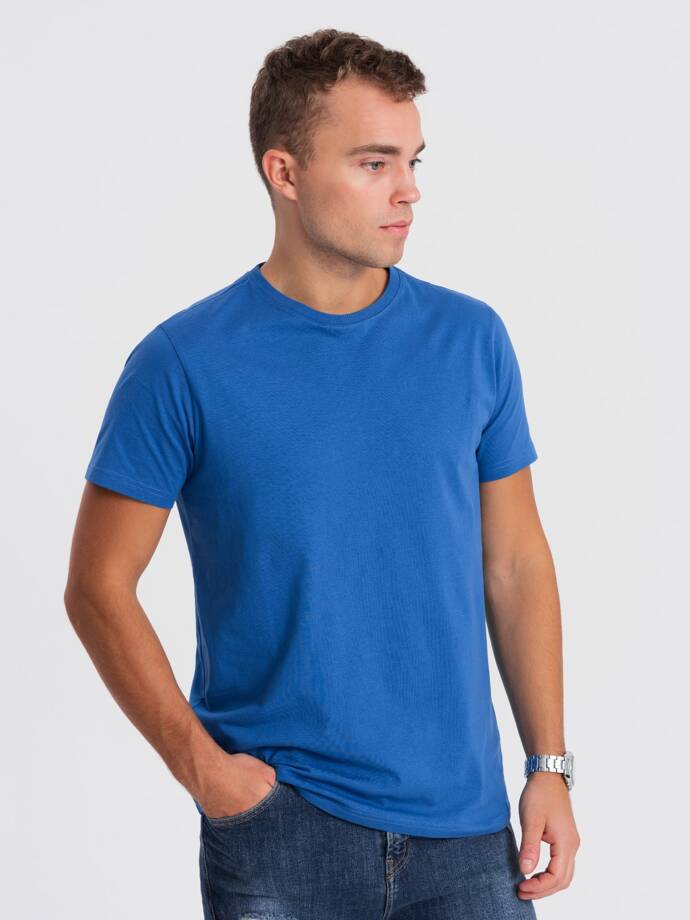 Men's classic cotton BASIC T-shirt - blue V8 OM-TSBS-0146