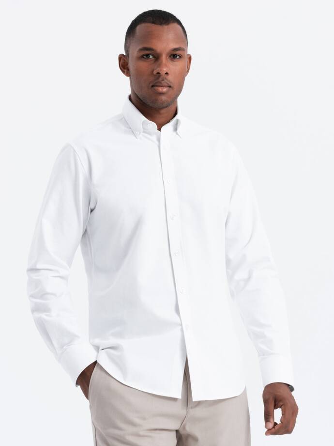 Men's classic cotton oxford REGULAR shirt - white V1 OM-SHOS-0114