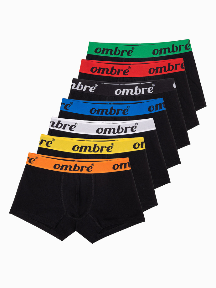 Men's cotton boxer shorts with contrasting elastic - 7-pack black V1 OM-UNBO-0100