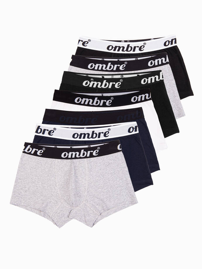 Men's cotton boxer shorts with contrasting elastic - 7-pack mix V2 OM-UNBO-0100