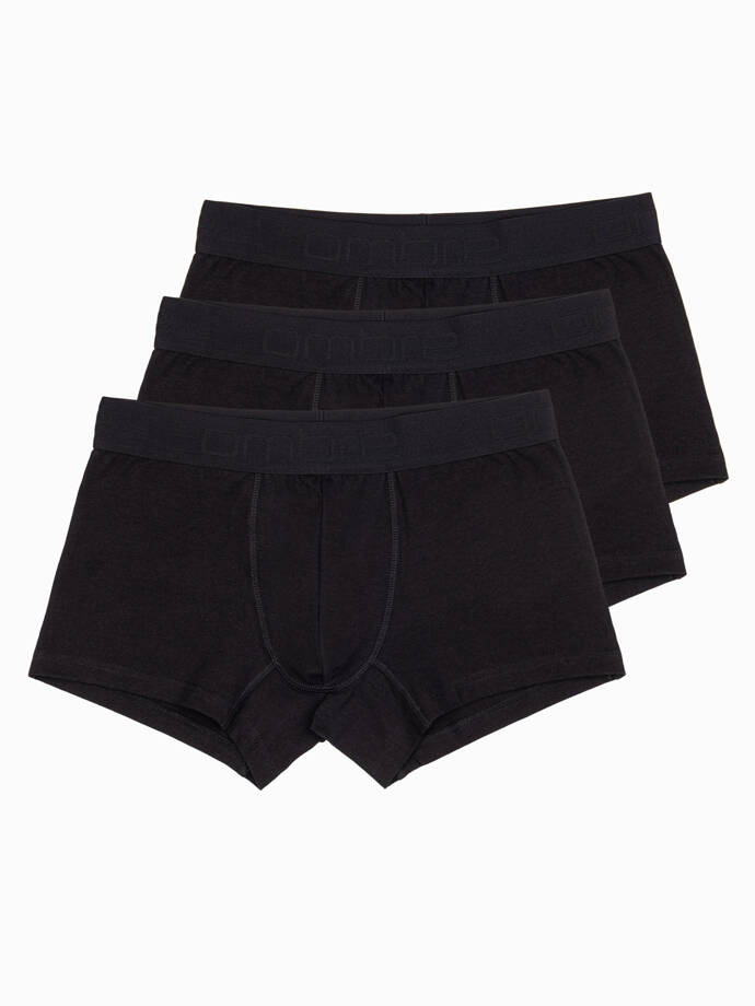 Men's cotton boxer shorts with logo - 3-pack black V1 OM-UNBO-0105