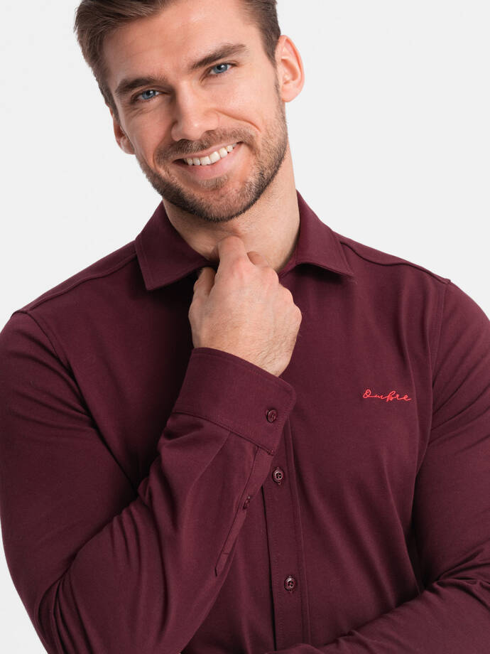 Men's cotton single jersey knit REGULAR shirt - maroon V3 OM-SHCS-0138