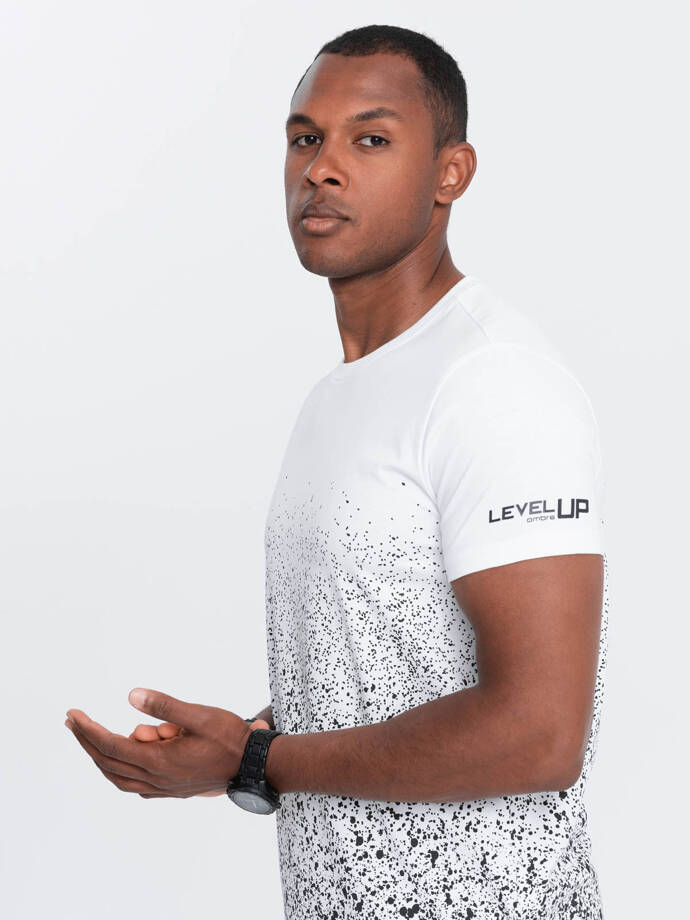 Men's cotton t-shirt with gradient print - white V1 OM-TSPT-22SS-001