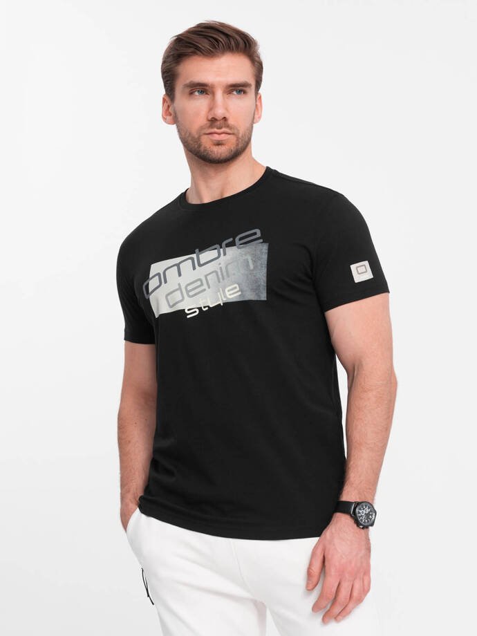 Men's cotton t-shirt with logo - black V2 OM-TSPT-0139