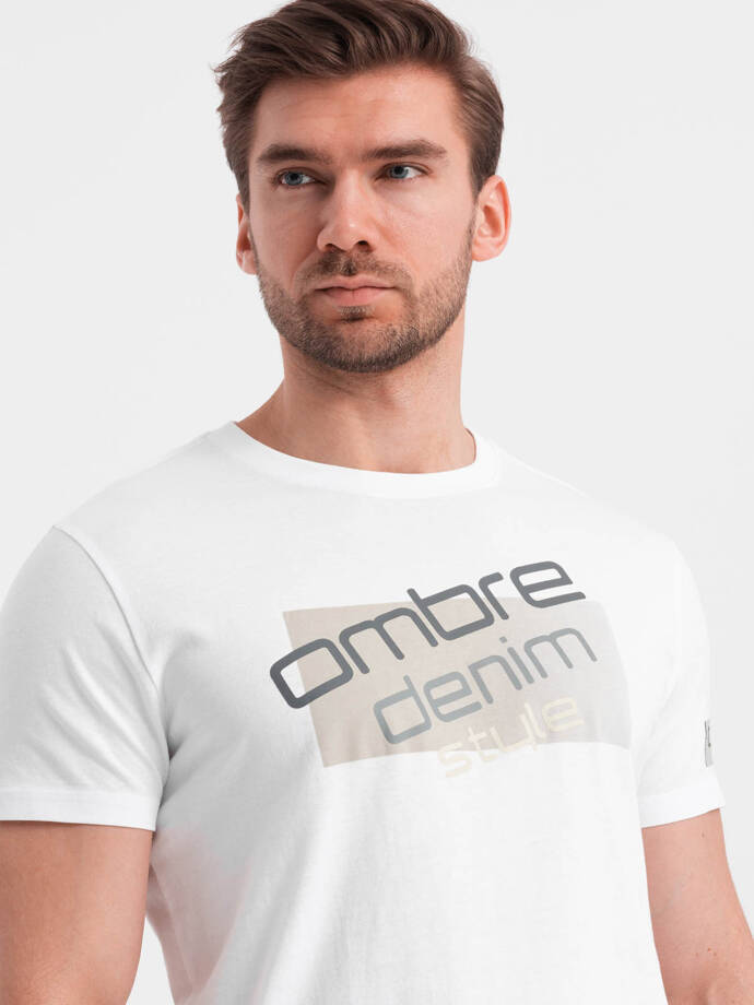 Men's cotton t-shirt with logo - white V1 OM-TSPT-0139