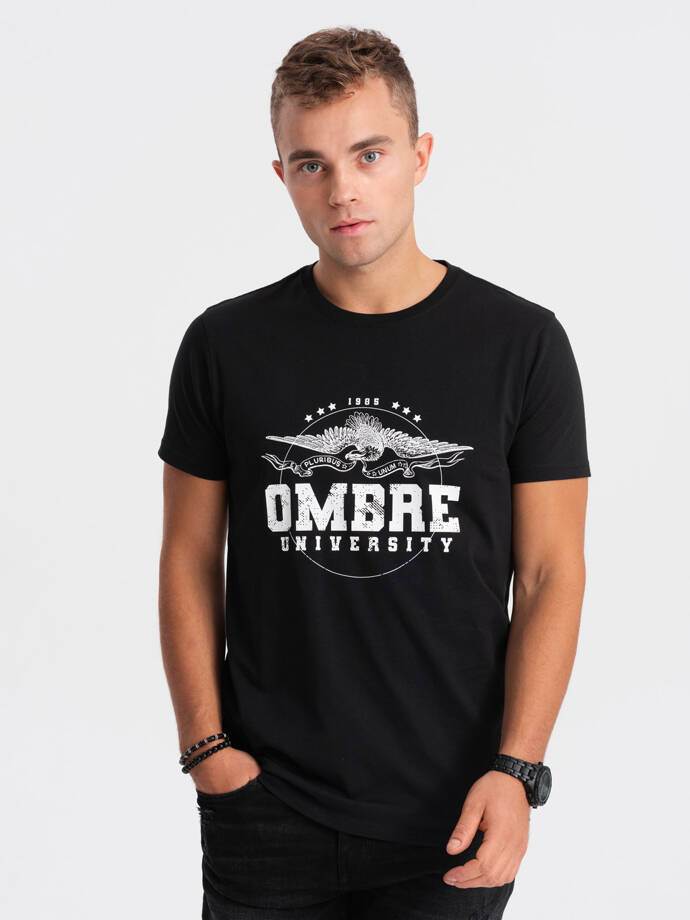 Men's cotton t-shirt with military print - black V1 OM-TSPT-0164